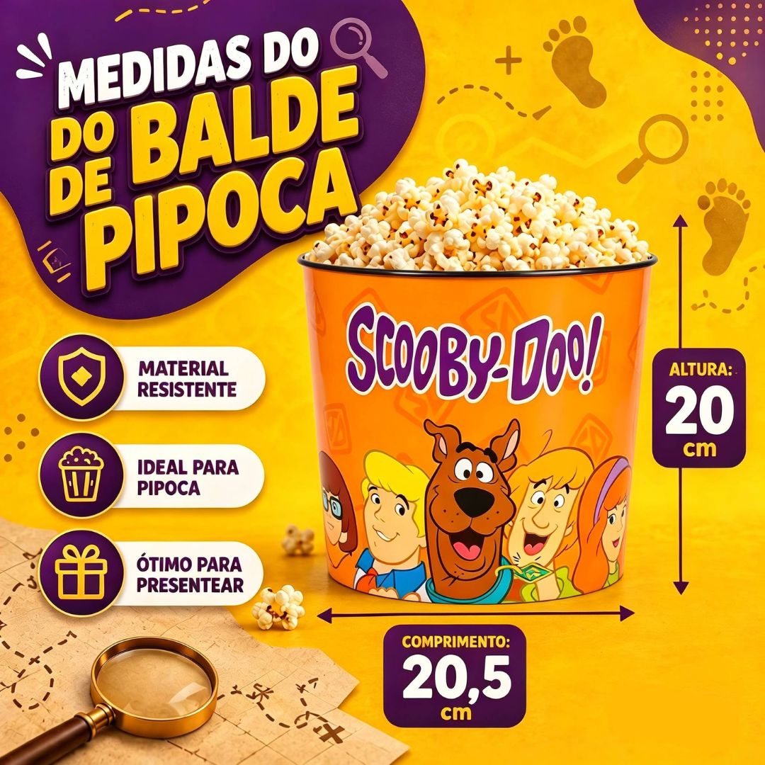 Kit Balde de Pipoca 5L Manta Scooby Doo Daphne Fred Velma Salsicha Série Filme Cinema Presente Inverno Frio Colecionável - Imagem 6