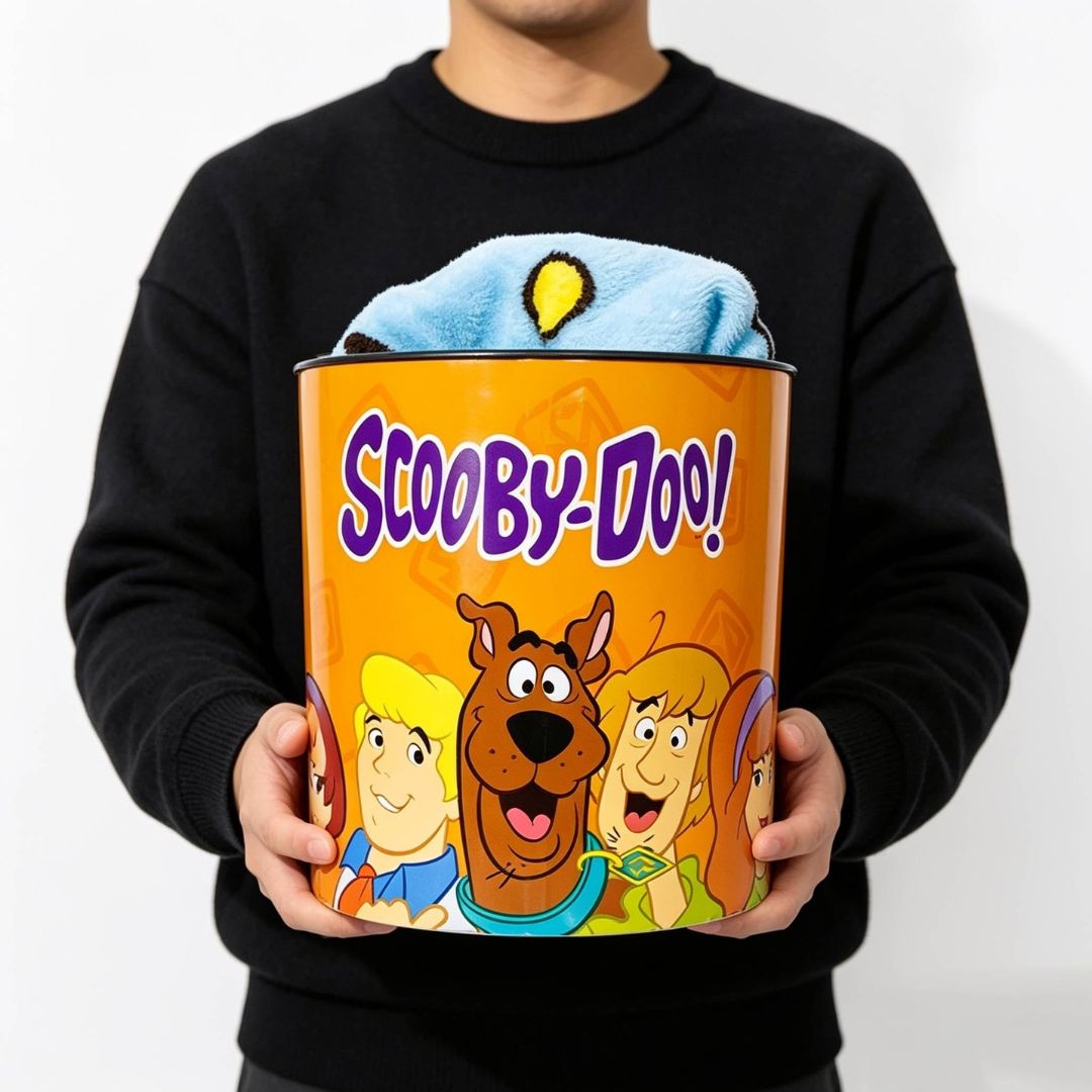Kit Balde de Pipoca 5L Manta Scooby Doo Daphne Fred Velma Salsicha Série Filme Cinema Presente Inverno Frio Colecionável - Imagem 4