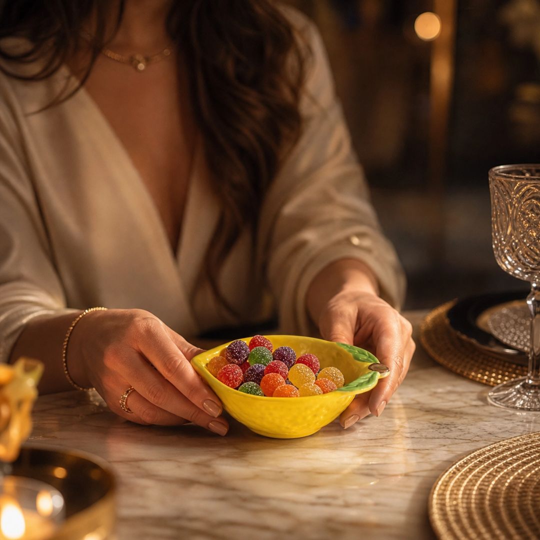 Bowl Formato Limão Siciliano De Cerâmica Amarelo Sobremesa Petiscos Cozinha Molhos Jantar Presente Amigos Mesa Posta Ele - Imagem 4