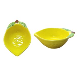 Bowl Formato Limão Siciliano De Cerâmica Amarelo Sobremesa Petiscos Cozinha Molhos Jantar Presente Amigos Mesa Posta Ele
