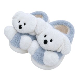 Panfufa Infantil Chinelo Cachorrinho Cinza Criança Quarto Inverno Frio Antiderrapante Peluciada Comfort Menina Menino