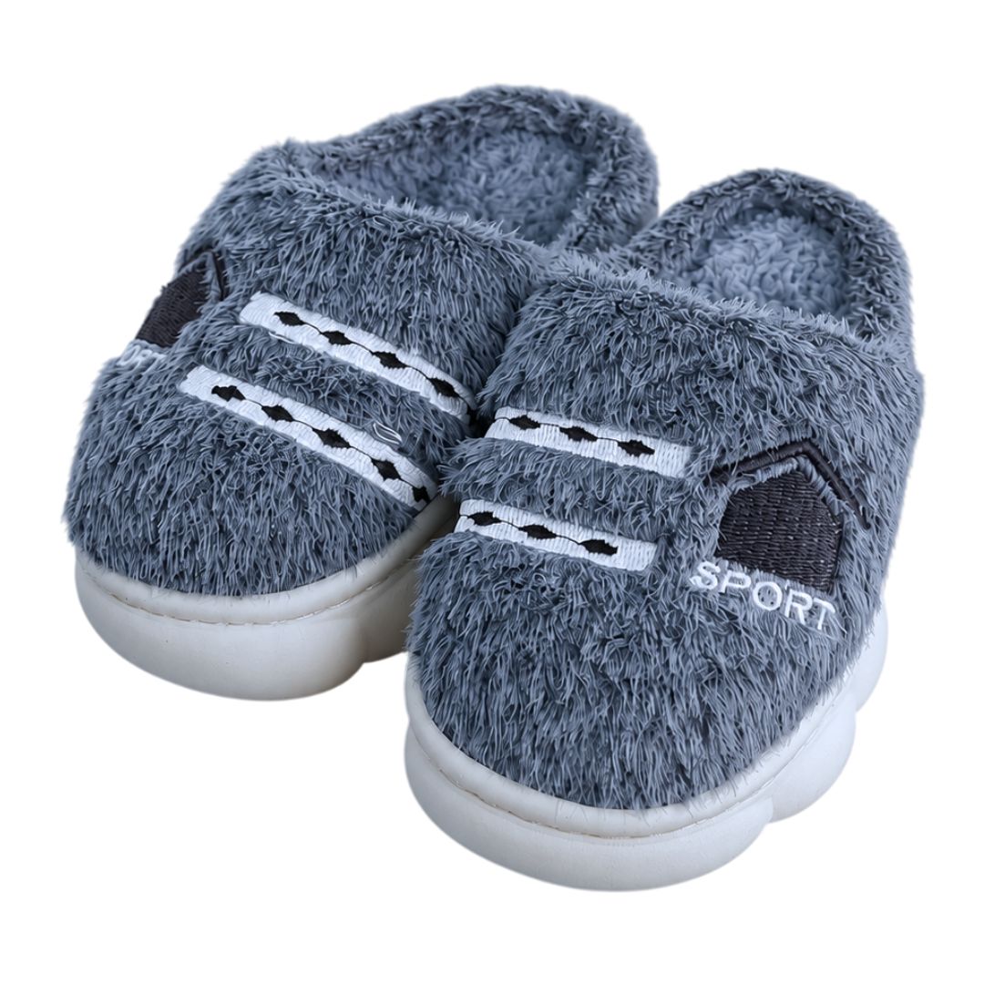 Pantufa Infantil Cinza Sport Frio Pelucia Quarto Chinelo Antiderrapante Térmica