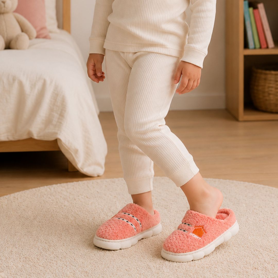 Pantufa Infantil Rosa Sport Frio Pelucia Quarto Chinelo Antiderrapante Térmica - Imagem 4