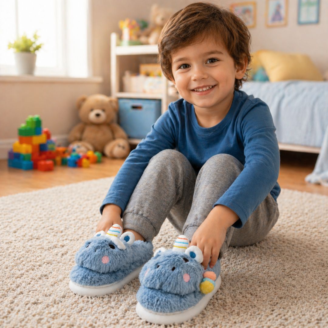 Pantufa Infantil Unicórnio Azul Inverno Criança Quarto - Imagem 4