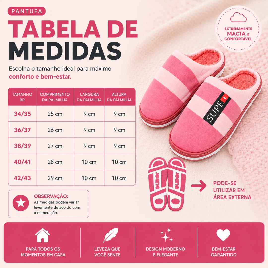 Pantufa Rosa Escuro Listrada Feminina Mãe Inverno Frio Quarto Comfort Quente Fleece - Imagem 5