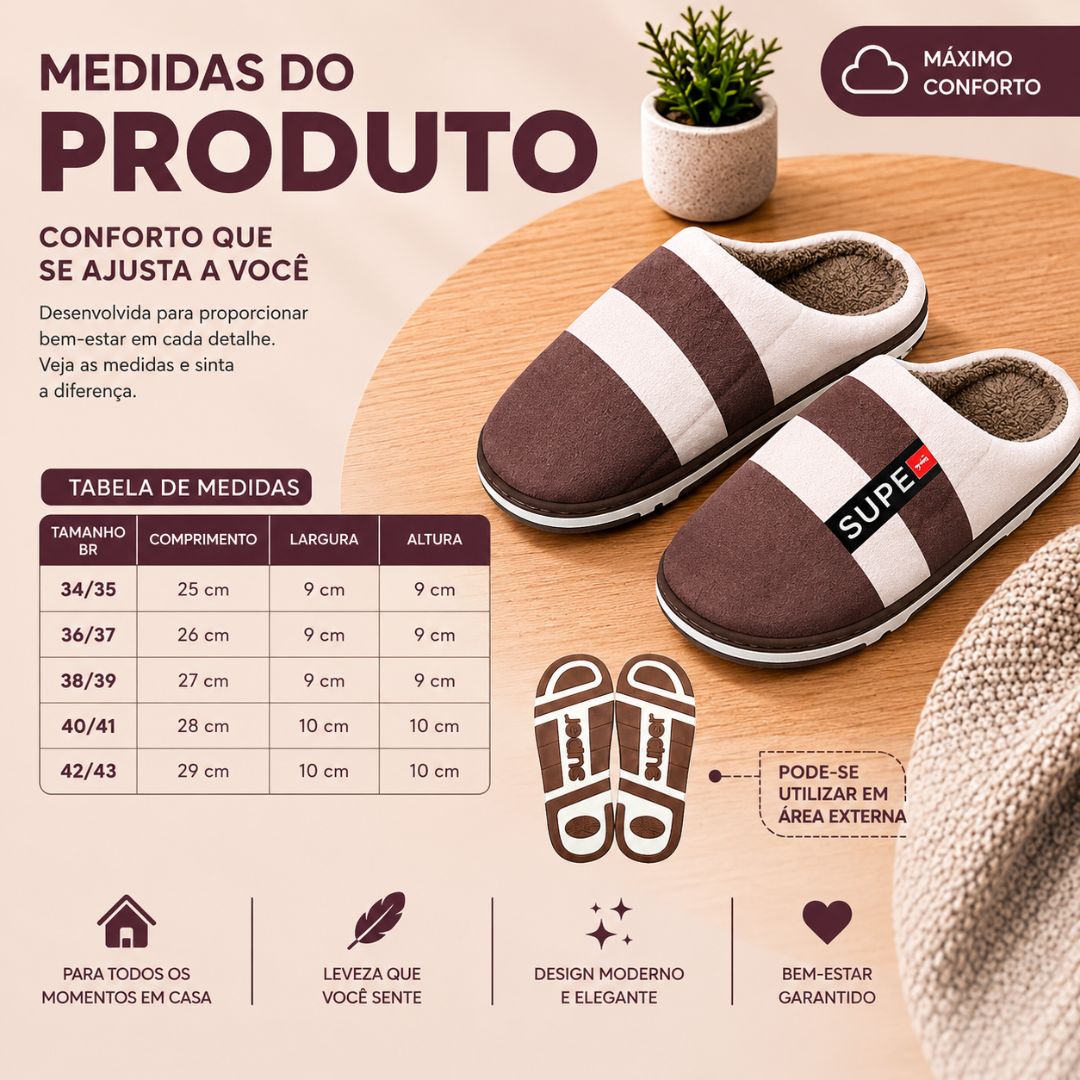 Pantufa Marrom Listrada Masculina Pai Inverno Frio Quarto Comfort Quente Fleece Presente - Imagem 5