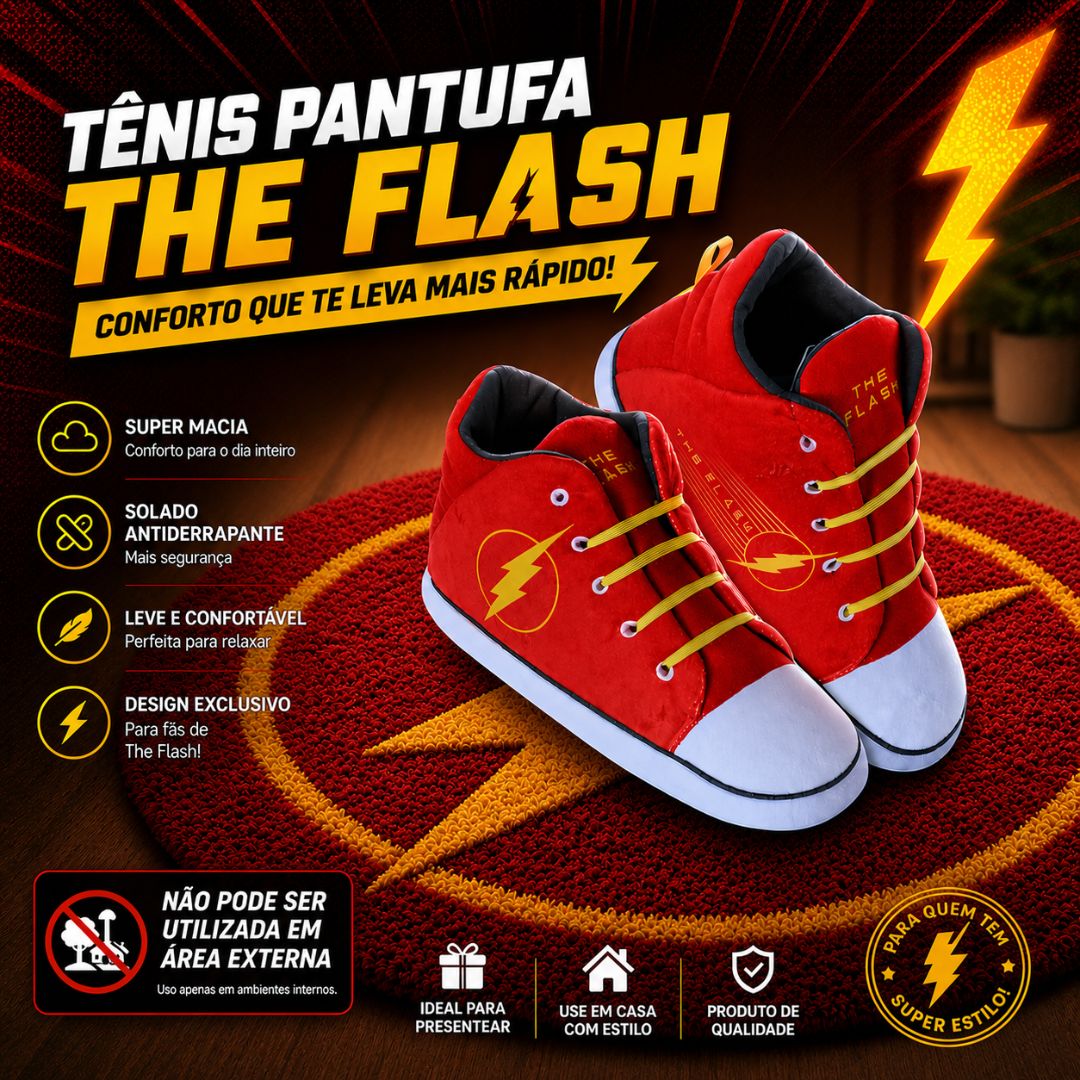 Pantufa Tênis Star The Flash Adulto Chinelo Quarto Frio Inverno Presente DC Comics Liga da Justiça Comfort - Imagem 2
