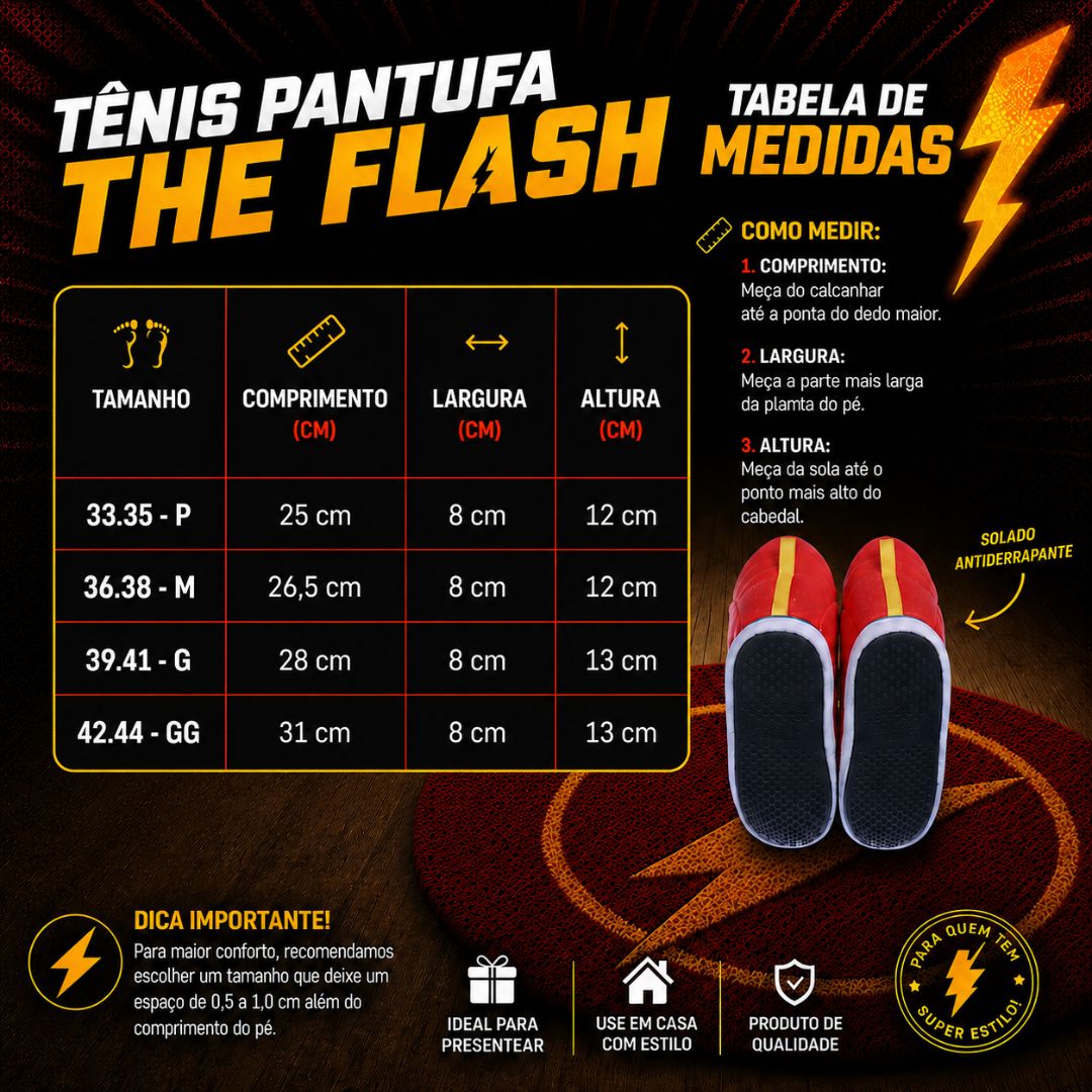 Pantufa Tênis Star The Flash Adulto Chinelo Quarto Frio Inverno Presente DC Comics Liga da Justiça Comfort - Imagem 5