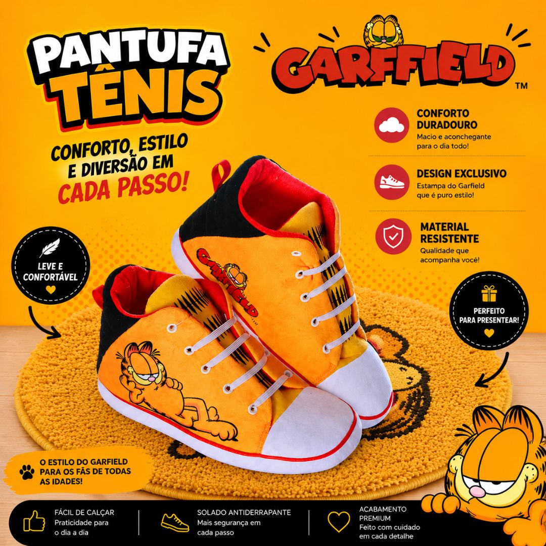 Pantufa Tênis Star Garfield Gato Adulto Amarelo Antiderrapante Chinelo Frio Inverno Confortável Aconchegante Presente Co - Imagem 2