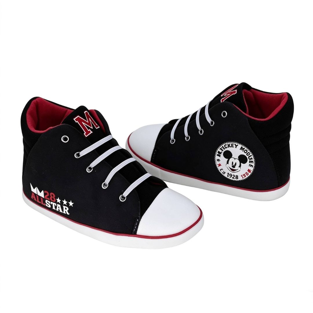 Pantufa Tênis Star Mickey Mouse Infantil Inverno Quarto Frio Antiderrapante Confortável Aconchegante Comfort Fleece Pres
