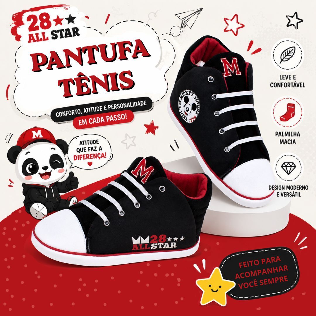 Pantufa Tênis Star Mickey Mouse Infantil Inverno Quarto Frio Antiderrapante Confortável Aconchegante Comfort Fleece Pres - Imagem 2