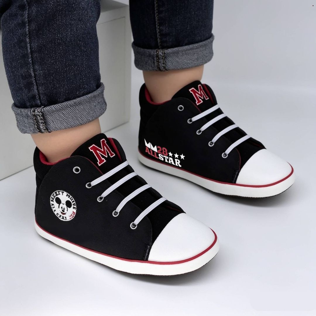 Pantufa Tênis Star Mickey Mouse Infantil Inverno Quarto Frio Antiderrapante Confortável Aconchegante Comfort Fleece Pres - Imagem 3