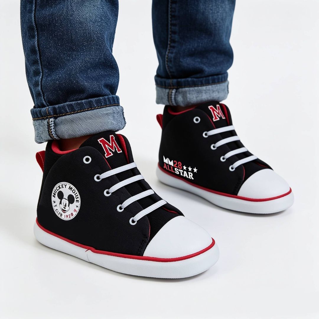 Pantufa Tênis Star Mickey Mouse Infantil Inverno Quarto Frio Antiderrapante Confortável Aconchegante Comfort Fleece Pres - Imagem 4