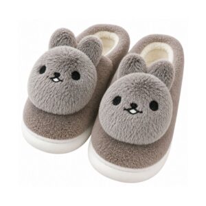 Pantufa Infantil Coelho Marrom Criança Quarto Frio Inverno Antiderrapante Pelucia Comfort Menino Menina