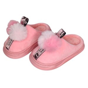 Chinelo Infantil Pompom Rosa Claro Pantufa Antiderrapante Menina Inverno Quarto Frio Criança Inverno Aconchegante