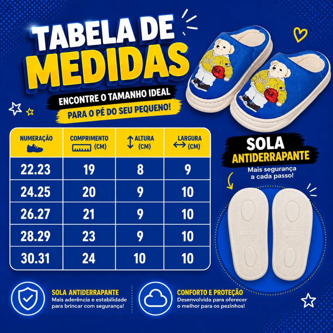 Pantufa Infantil Azul Masculino Urso Amarelo Antiderrapante Criança Inverno Frio Chinelo Confortável Aconchegante Presen - Imagem 5