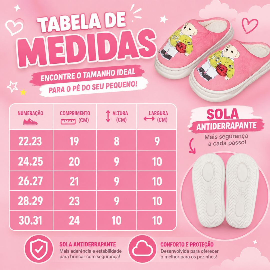 Pantufa Infantil Rosa Urso Amarelo Antiderrapante Criança Inverno Frio Chinelo Confortável Aconchegante Presente Quarto - Imagem 5