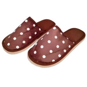 Pantufa Marrom Bolinhas Peluciada Chinelo Quarto Sola Antiderrapante Feminina Adulta Inverno Frio Aconchegante Mãe Confo