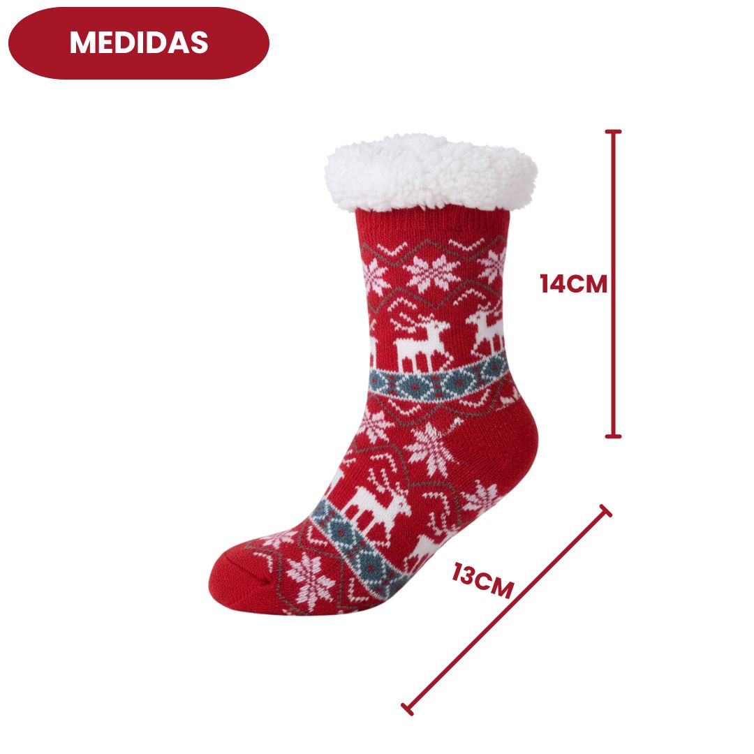 Meia Infantil Térmica Vermelho Inverno Quarto Peluciada Comfort Criança Menina Menino Frio - Imagem 5