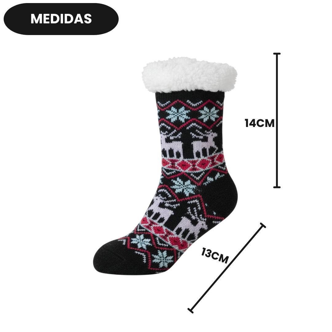 Meia Infantil Térmica Preta Inverno Quarto Peluciada Comfort Criança Menina Menino Frio Aconchegante - Imagem 5
