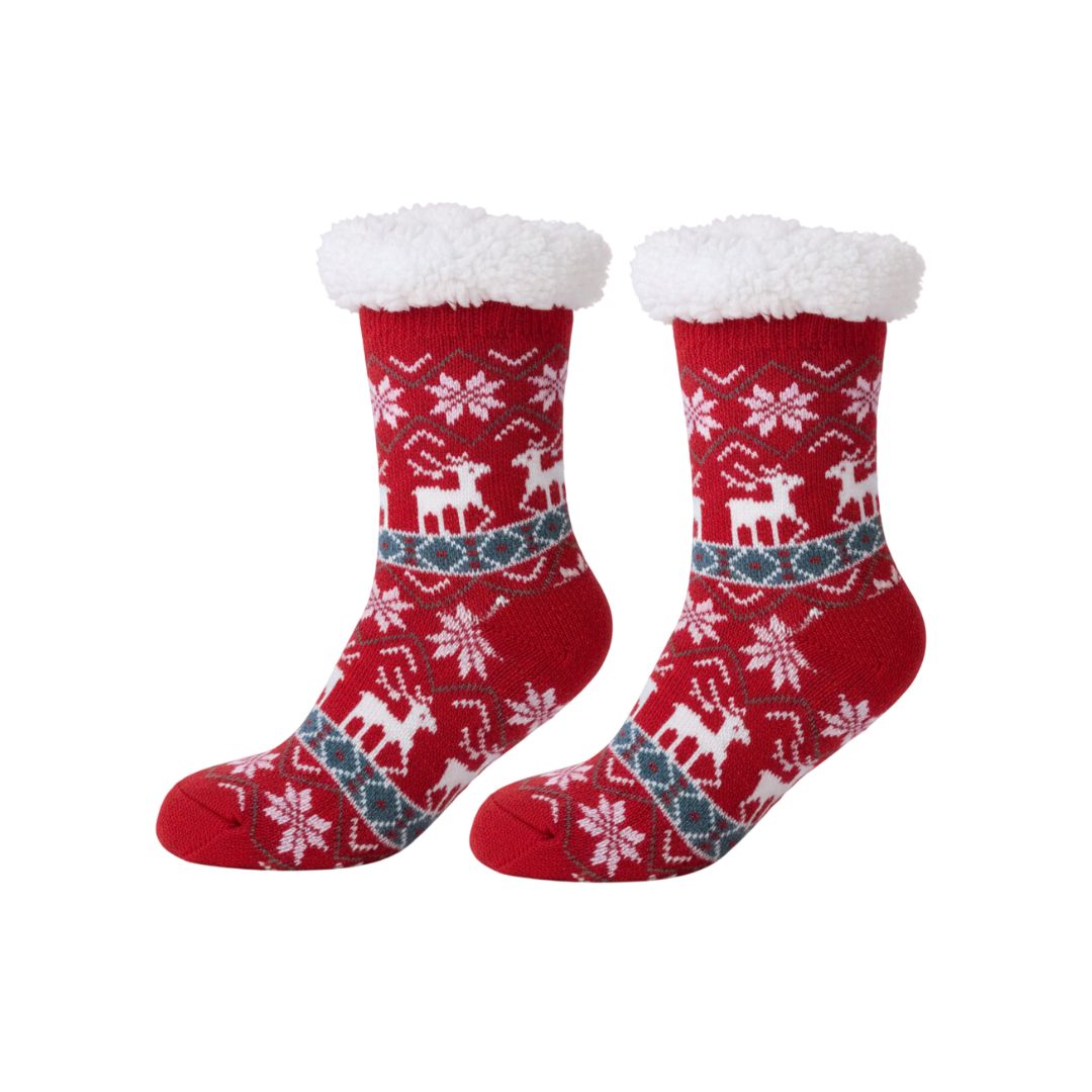 Meia Infantil Térmica Vermelho Inverno Quarto Peluciada Comfort Criança Menina Menino Frio