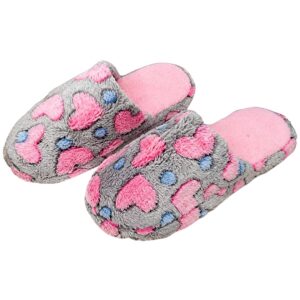 Pantufa Adulto Coração Cinza Feminina Peluciada Frio Inverno Mãe Chinelo Antiderrapante Quarto Confortável Aconchegante