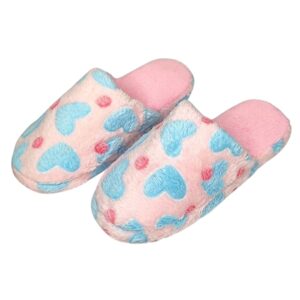 Pantufa Adulto Coração Rosa Feminina Peluciada Frio Inverno Mãe Chinelo Antiderrapante Quarto Confortável Aconchegante P