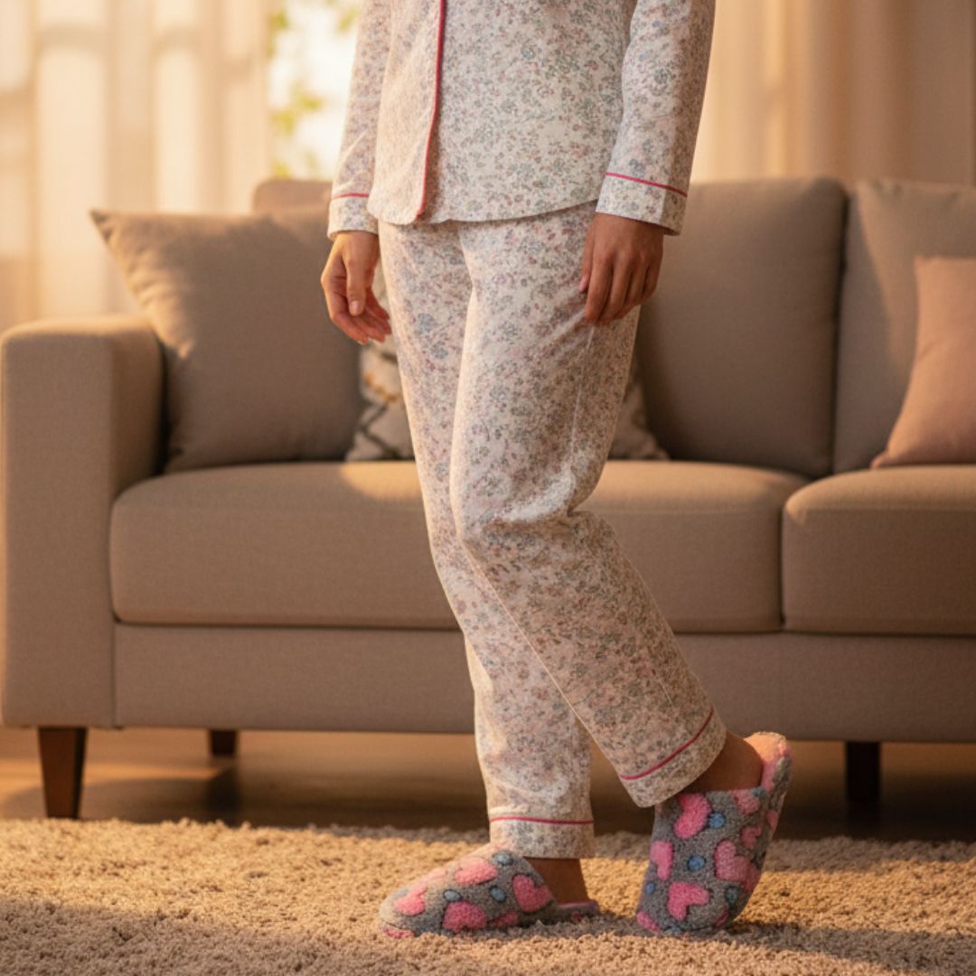Pantufa Adulto Coração Cinza Feminina Peluciada Frio Inverno Mãe Chinelo Antiderrapante Quarto Confortável Aconchegante - Imagem 3