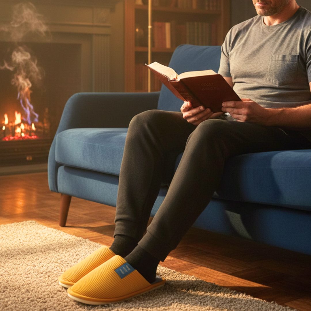 Pantufa Amarela Unissex Peluciada Frio Inverno Mãe Pai Chinelo Antiderrapante Quarto Confortável Aconchegante Presente C - Imagem 4