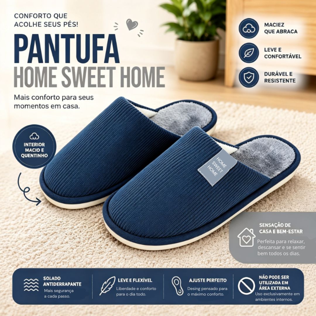 Pantufa Azul Masculino Peluciada Frio Inverno Pai Chinelo Antiderrapante Quarto Confortável Aconchegante Presente Comfor - Imagem 2