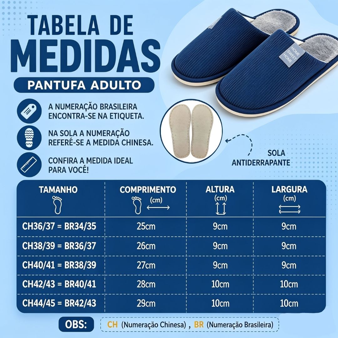 Pantufa Azul Masculino Peluciada Frio Inverno Pai Chinelo Antiderrapante Quarto Confortável Aconchegante Presente Comfor - Imagem 5