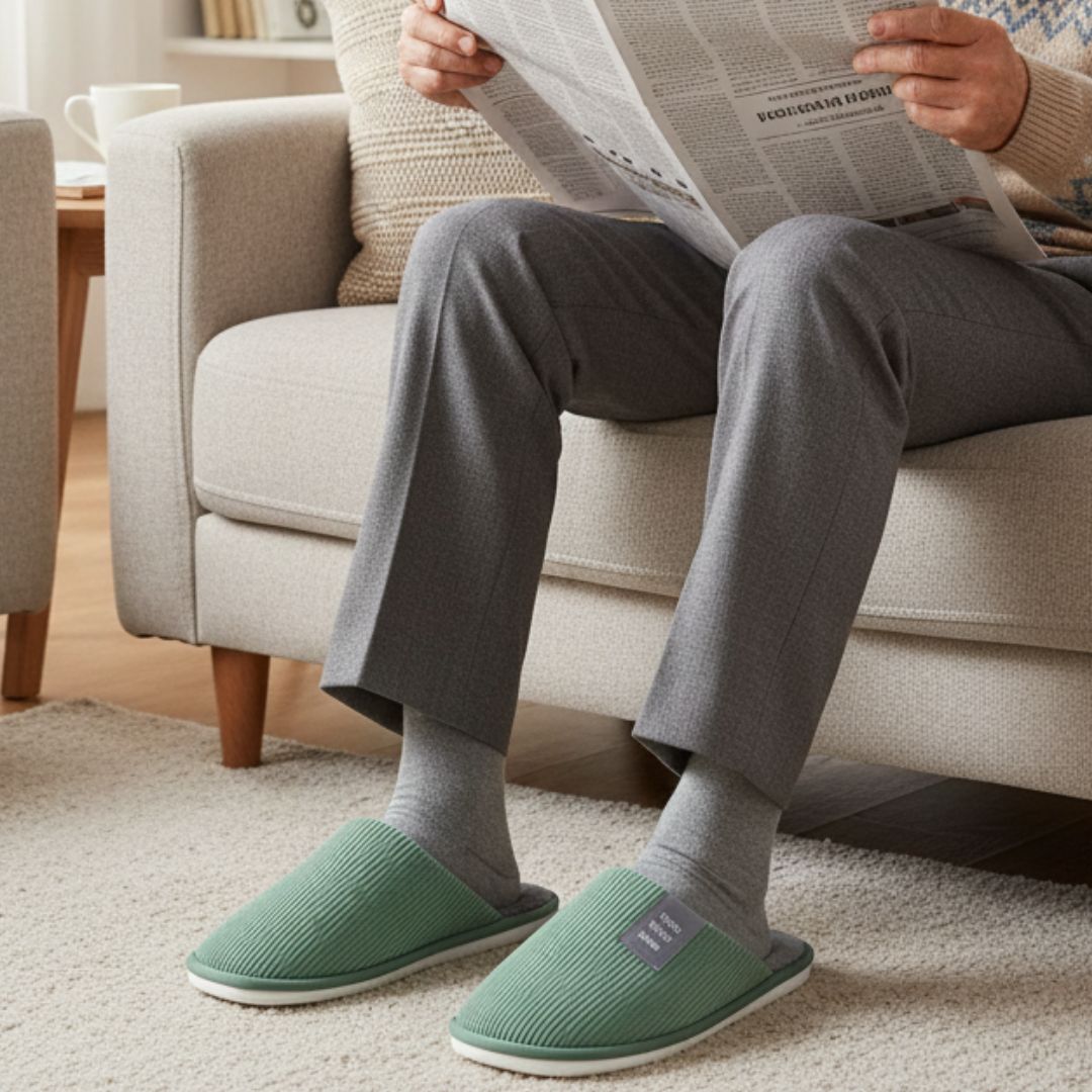 Pantufa Verde Unissex Peluciada Frio Inverno Mãe Pai Chinelo Antiderrapante Quarto Confortável Aconchegante Presente Com - Imagem 3