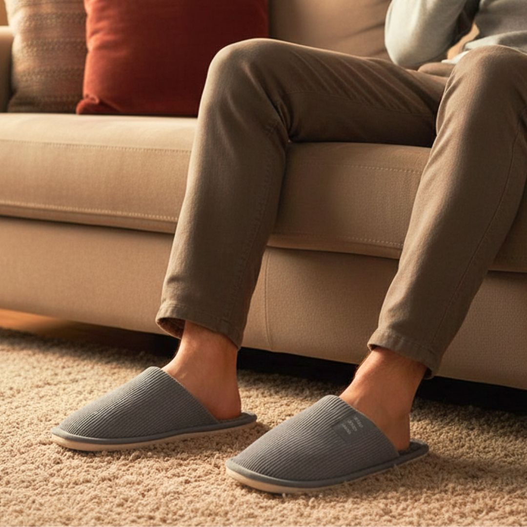 Pantufa Cinza Masculina Peluciada Frio Inverno Pai Chinelo Antiderrapante Quarto Confortável Aconchegante Presente Comfo - Imagem 4