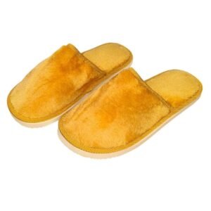 Chinelo Peluciada Amarela Unissex Adulto Pantufa Mãe Pai Inverno Comfort Frio Antiderrapante Aconchegante