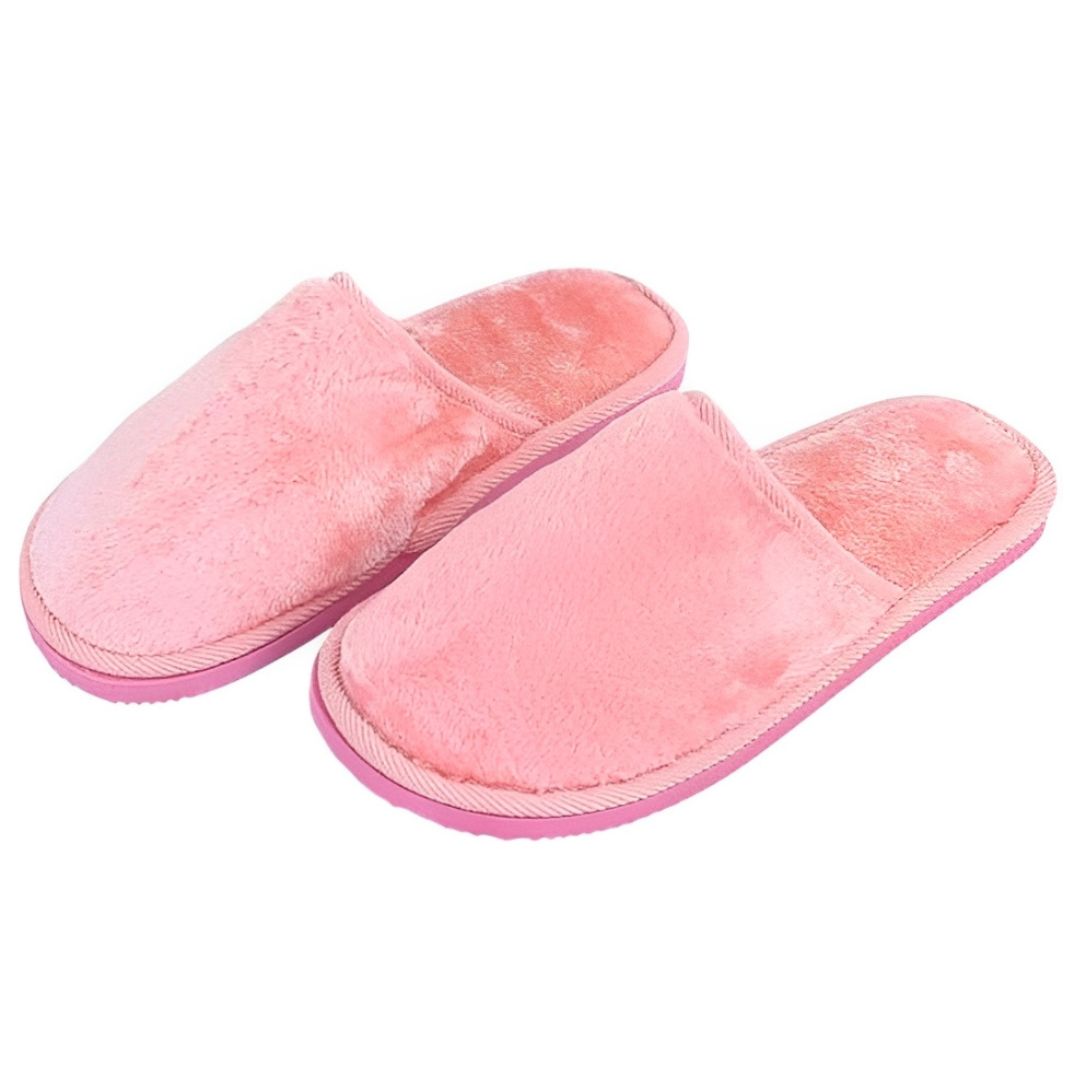Chinelo Peluciada Rosa Feminina Adulto Pantufa Mãe Inverno Comfort Frio Antiderrapante Aconchegante