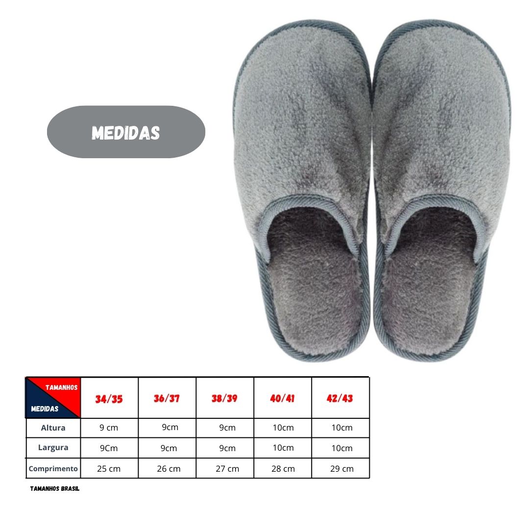 Chinelo Peluciada Cinza Unissex Adulto Pantufa Mãe Pai Inverno Comfort Frio Antiderrapante Aconchegante - Imagem 3