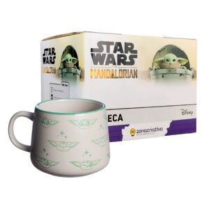 Caneca 500ml Moma Baby Yoda Star Wars Cerâmica Presente Café Leite Mandalorian Galaxia