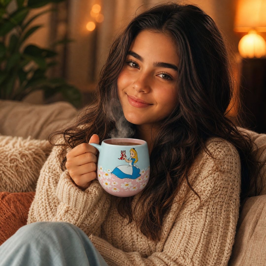 Caneca De Cerâmica Alice No País Das Maravilhas 400ml Maggie Disney Bebidas Quentes Café Chá Leite Presente Criativo - Imagem 4