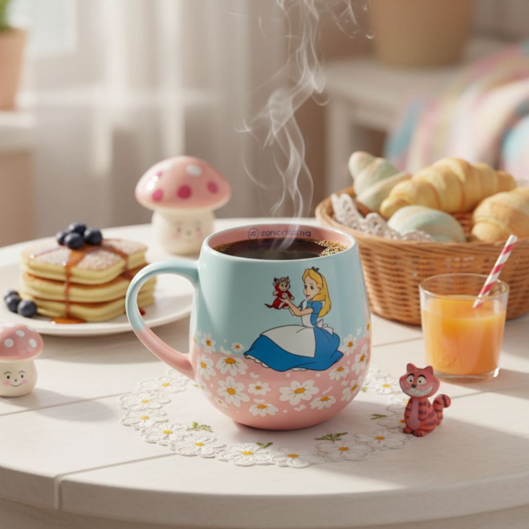 Caneca De Cerâmica Alice No País Das Maravilhas 400ml Maggie Disney Bebidas Quentes Café Chá Leite Presente Criativo - Imagem 3