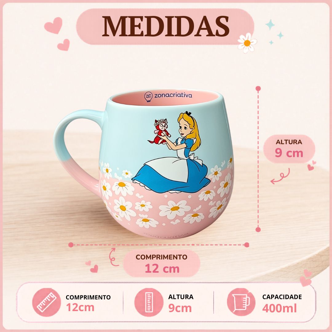 Caneca De Cerâmica Alice No País Das Maravilhas 400ml Maggie Disney Bebidas Quentes Café Chá Leite Presente Criativo - Imagem 5