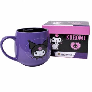 Caneca Cerâmica Maggie Kuromi Coração 400ml Bebidas Quentes Café Chá Leite Sanrio My Melody Presente Criativo