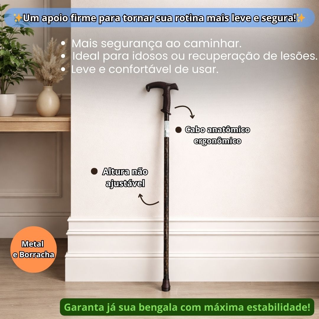 Bengala De Apoio Joy Bastão Idoso Adulto Ortopédica Caminhada Mobilidade Equilíbrio - Imagem 2
