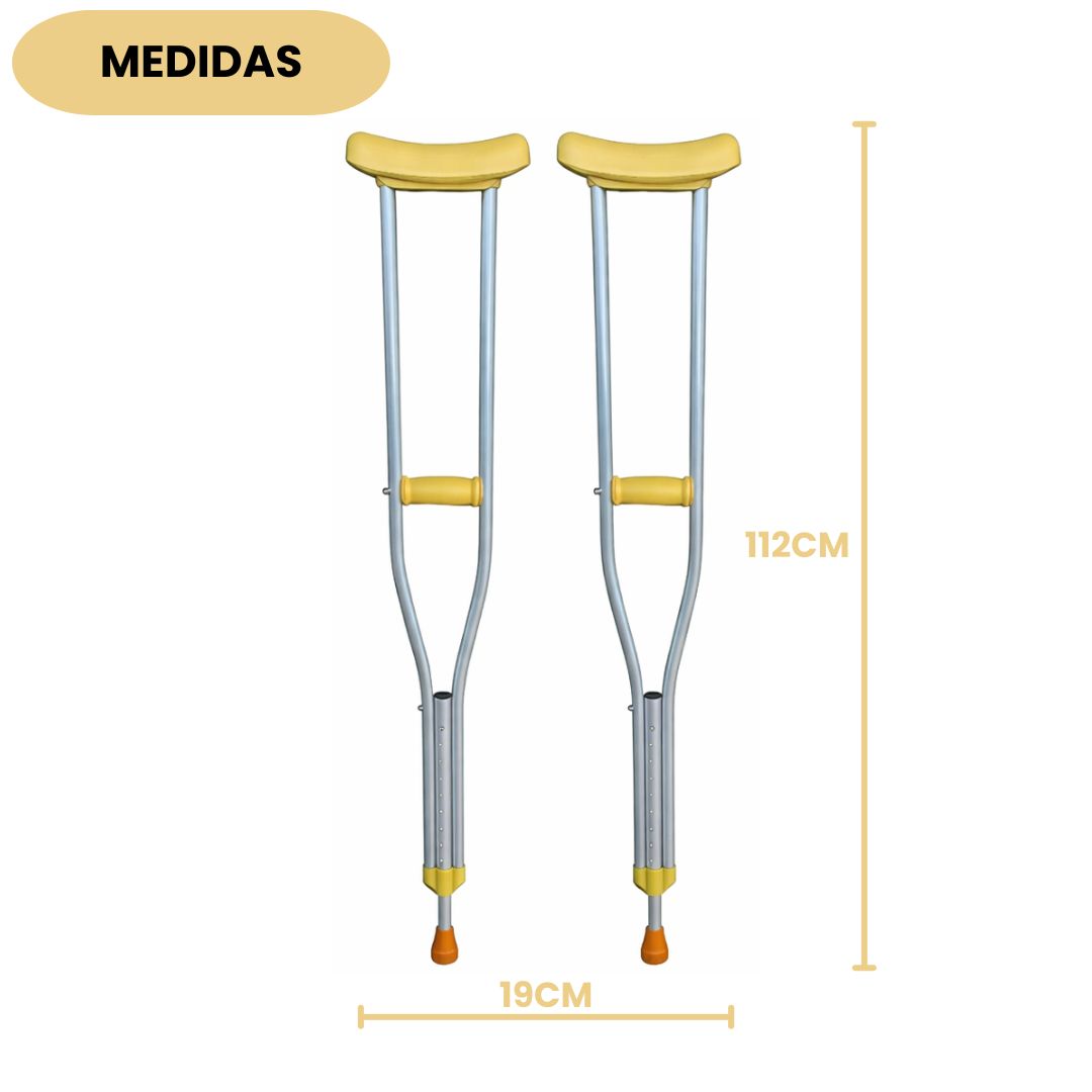 Muleta Auxiliar Cinza Amarelo Adulto Regulável Par Altura Ajustável Metal Ergonômico Mobilidade Recuperação Apoio Ortopé - Imagem 9