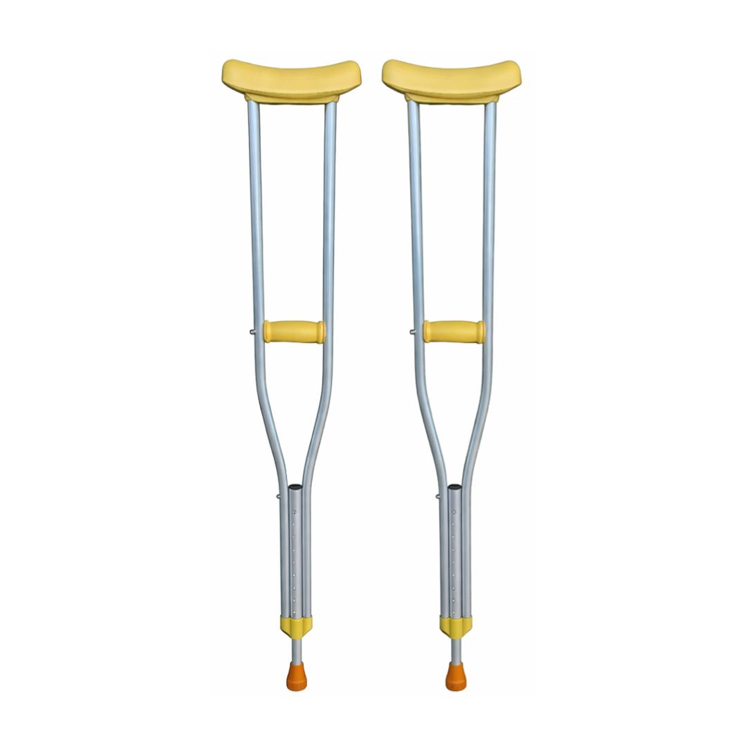 Muleta Auxiliar Cinza Amarelo Adulto Regulável Par Altura Ajustável Metal Ergonômico Mobilidade Recuperação Apoio Ortopé - Imagem 6