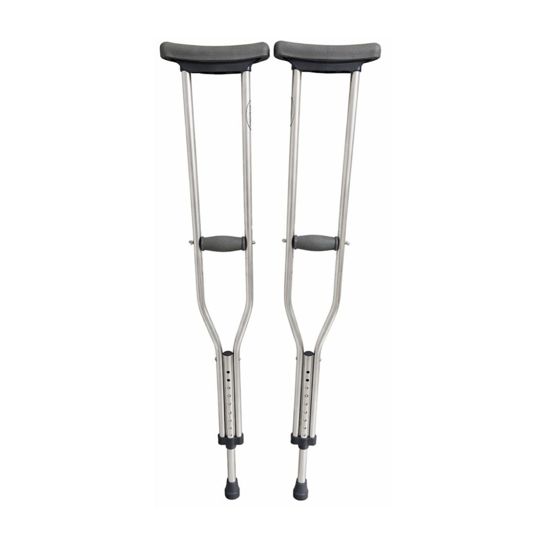 Muleta Auxiliar Cinza Amarelo Adulto Regulável Par Altura Ajustável Metal Ergonômico Mobilidade Recuperação Apoio Ortopé - Imagem 2