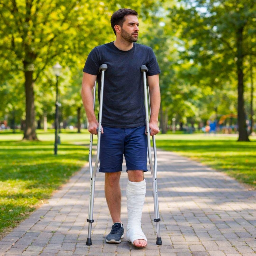 Muleta Auxiliar Cinza Amarelo Adulto Regulável Par Altura Ajustável Metal Ergonômico Mobilidade Recuperação Apoio Ortopé - Imagem 4
