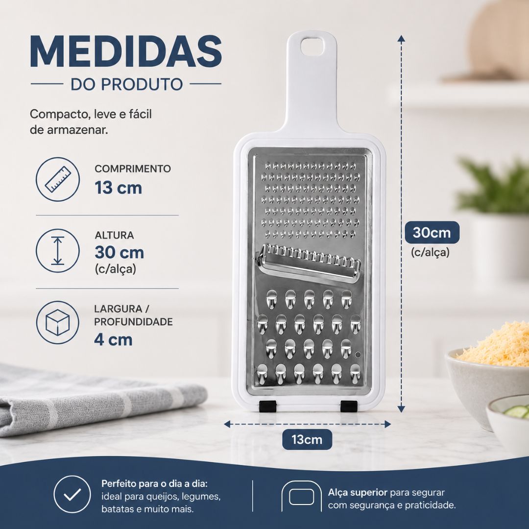 Ralador Manual  1 Face  Alça Aço Inox Queijo Legumes - Imagem 10