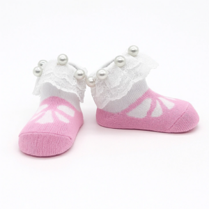 Meia Beatriz Infantil Bebê Vermelho Rosa Pérola Luxo Festa Baby Letiti Presente Antiderrapante Menina Passeio Confortáve