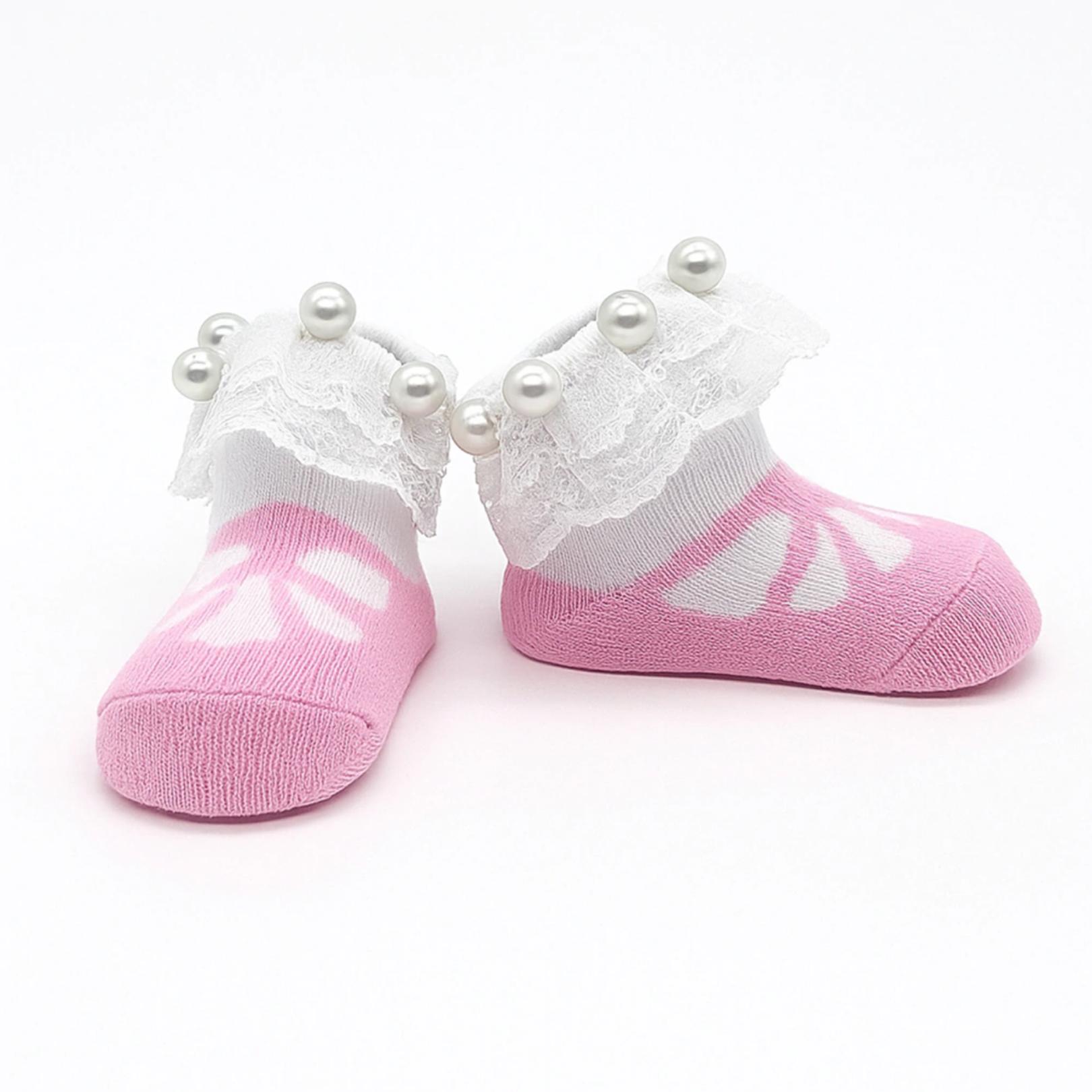 Meia Beatriz Infantil Bebê Vermelho Rosa Pérola Luxo Festa Baby Letiti Presente Antiderrapante Menina Passeio Confortáve