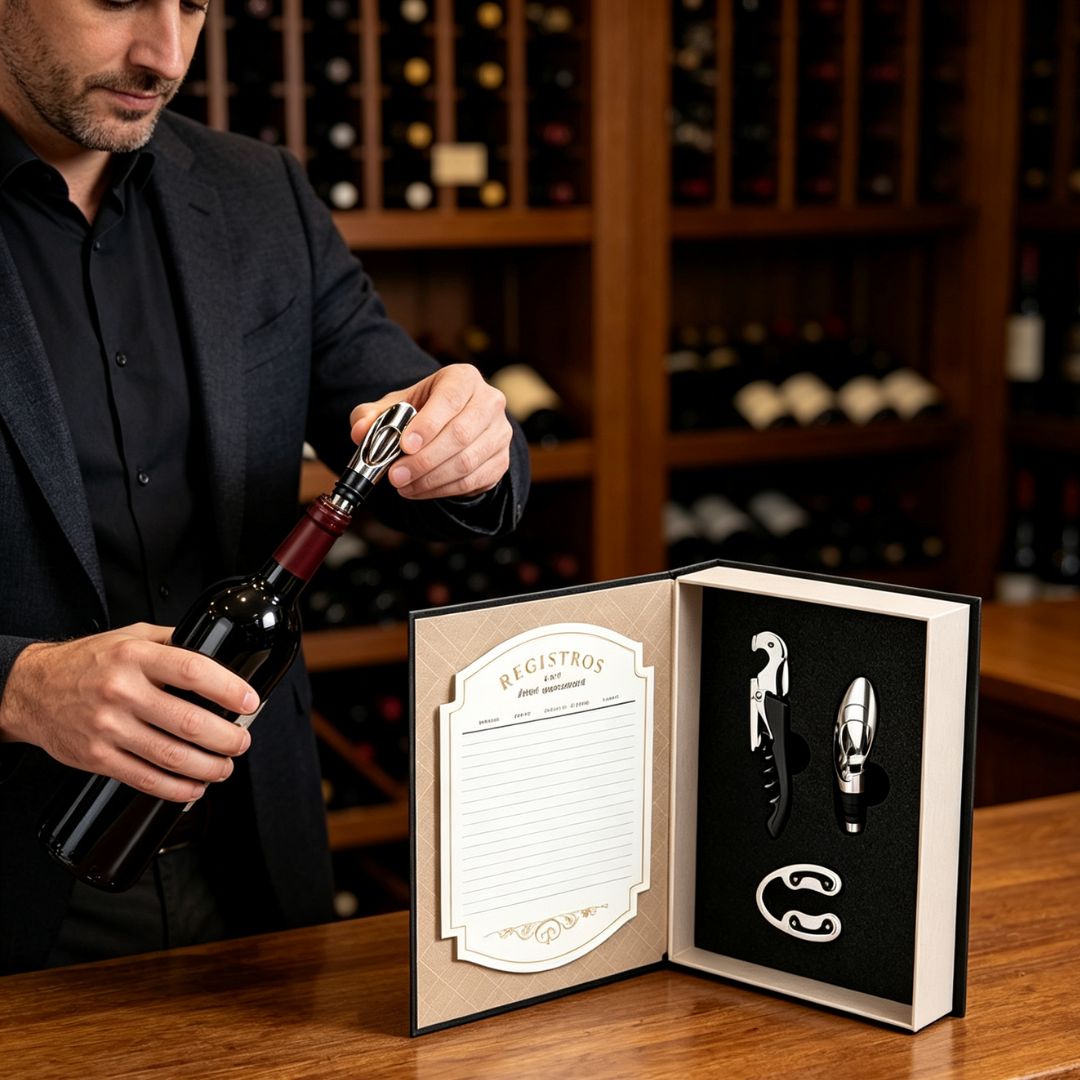 Kit De Vinho 3 Acessórios Saca-Rolha Canivete Bico Para Servir Cortador de Lacre Presente Especial Pai Namorado - Imagem 4